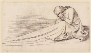 A Seated Female Figure in Long Drapery, Mourning